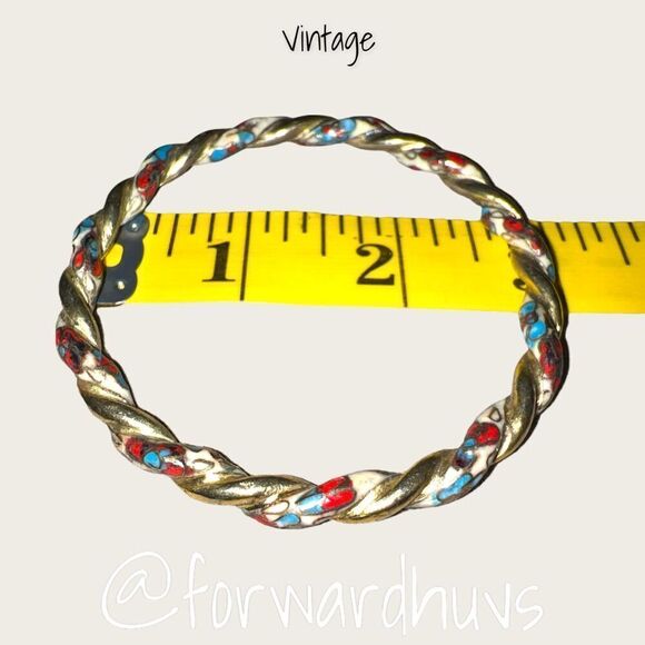 Vintage Unique Cloisonné Twisted Bangle Bracelet - Picture 10 of 12